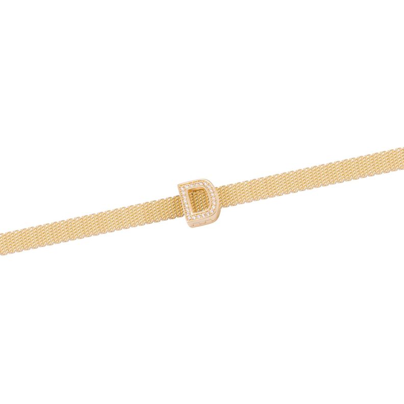 Dije de Plata broche Letra D con Circonita Revestido en Oro 18kt-2