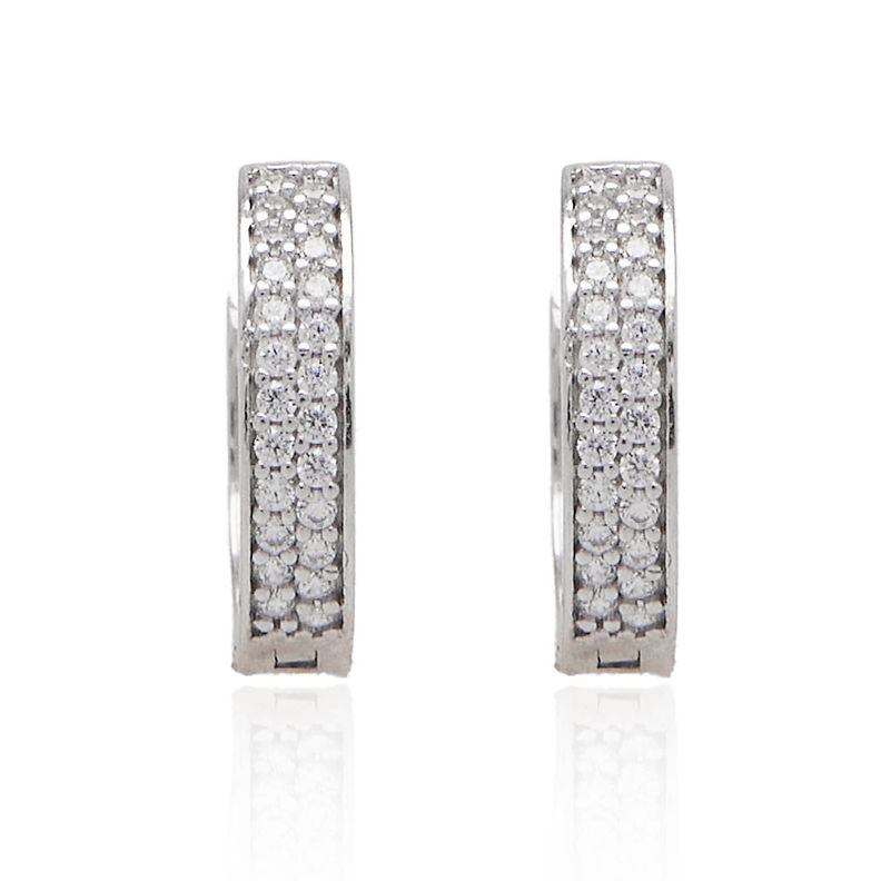 Aros de Oro Blanco 18kt Argollas Circonita 1047-0