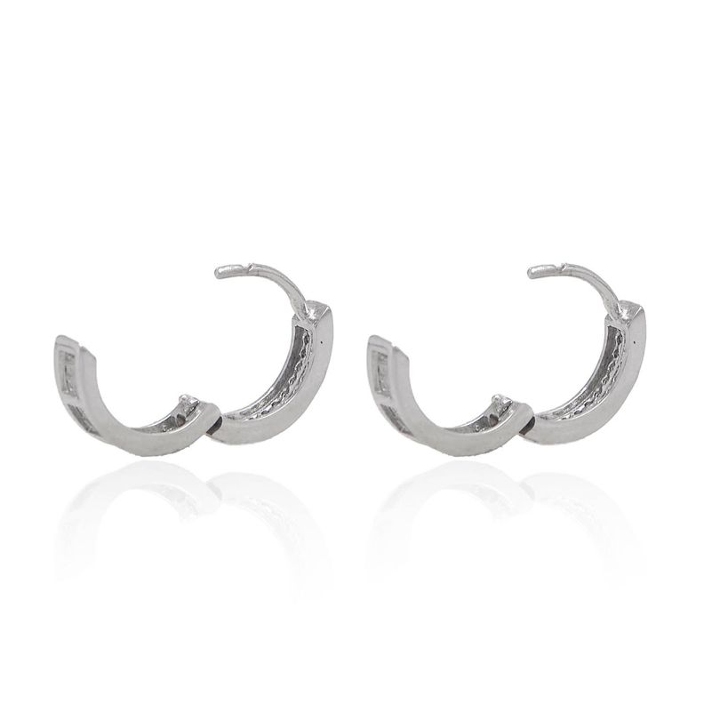 Aros de Oro Blanco 18kt Argollas Circonita 1047-1
