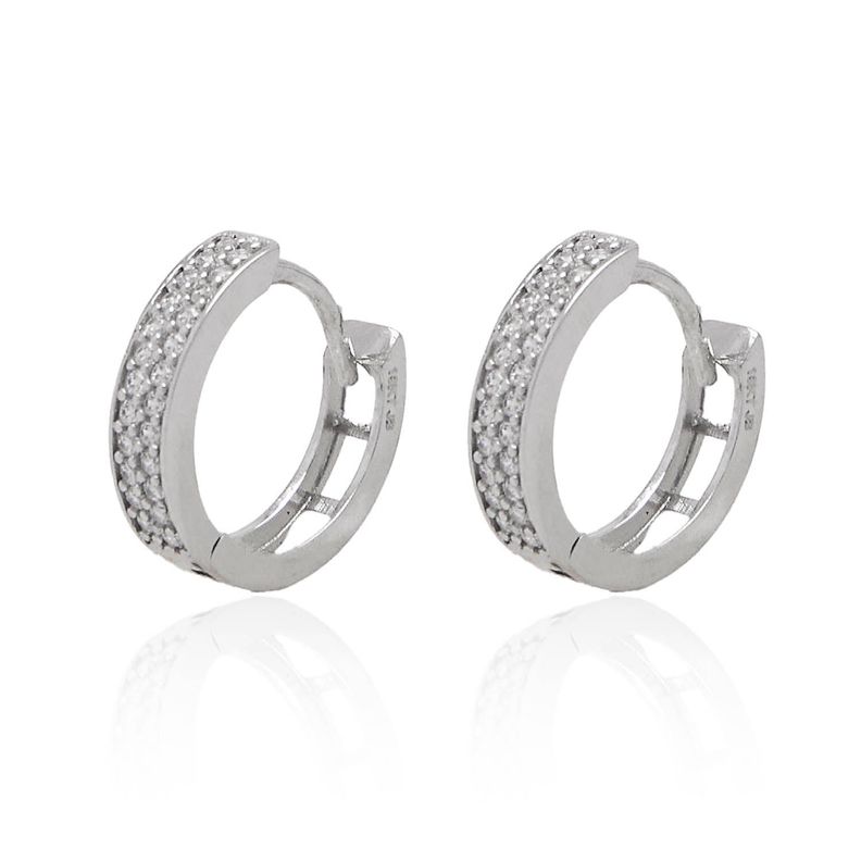 Aros de Oro Blanco 18kt Argollas Circonita 1047-2