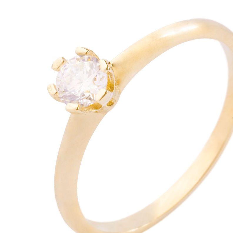 Anillo Compromiso de Oro 14kt Solitario Circonita 6 Grifas-1