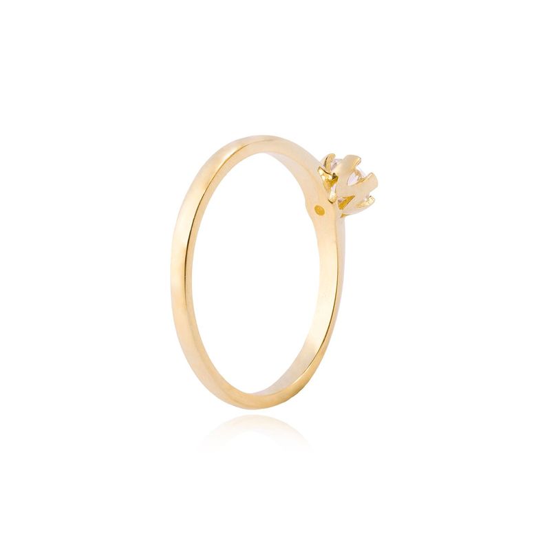Anillo Compromiso de Oro 14kt Solitario Circonita 6 Grifas-2
