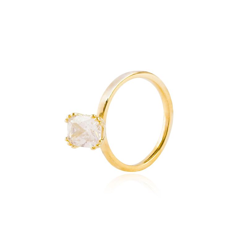 Anillo Compromiso de Oro 18Kt Solitario grifas triples-0