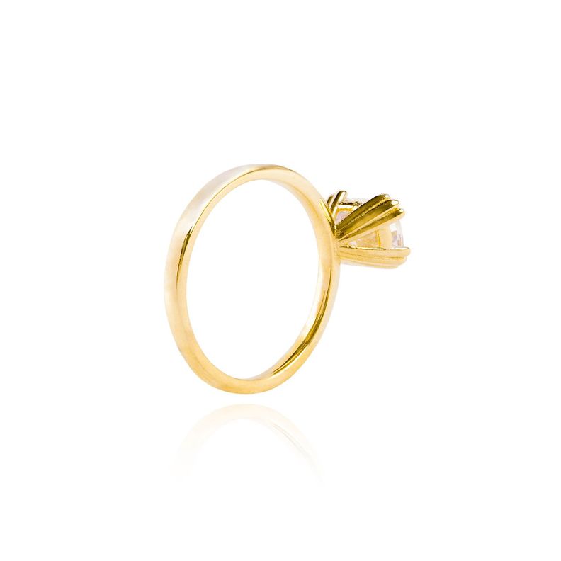 Anillo Compromiso de Oro 18Kt Solitario grifas triples-1