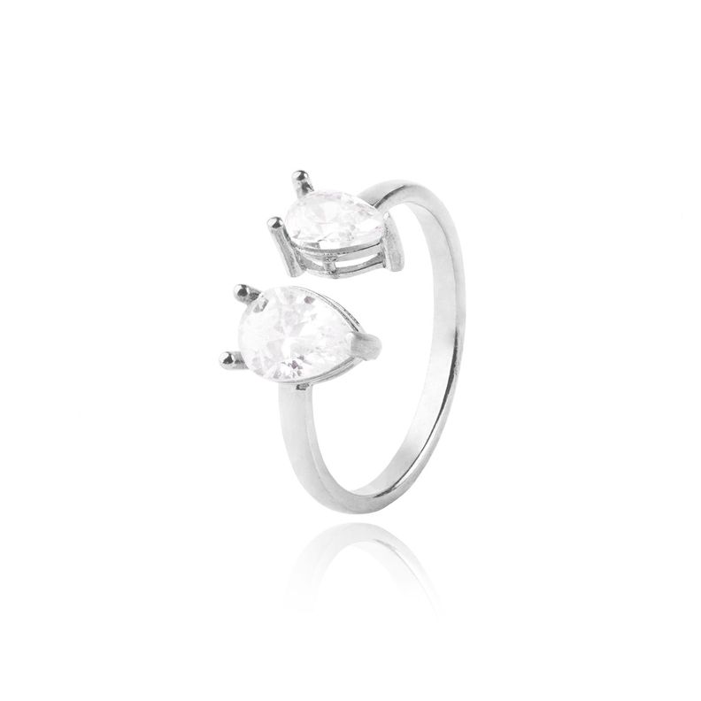 Anillo de Plata Esterlina 925 Doble Gota-0