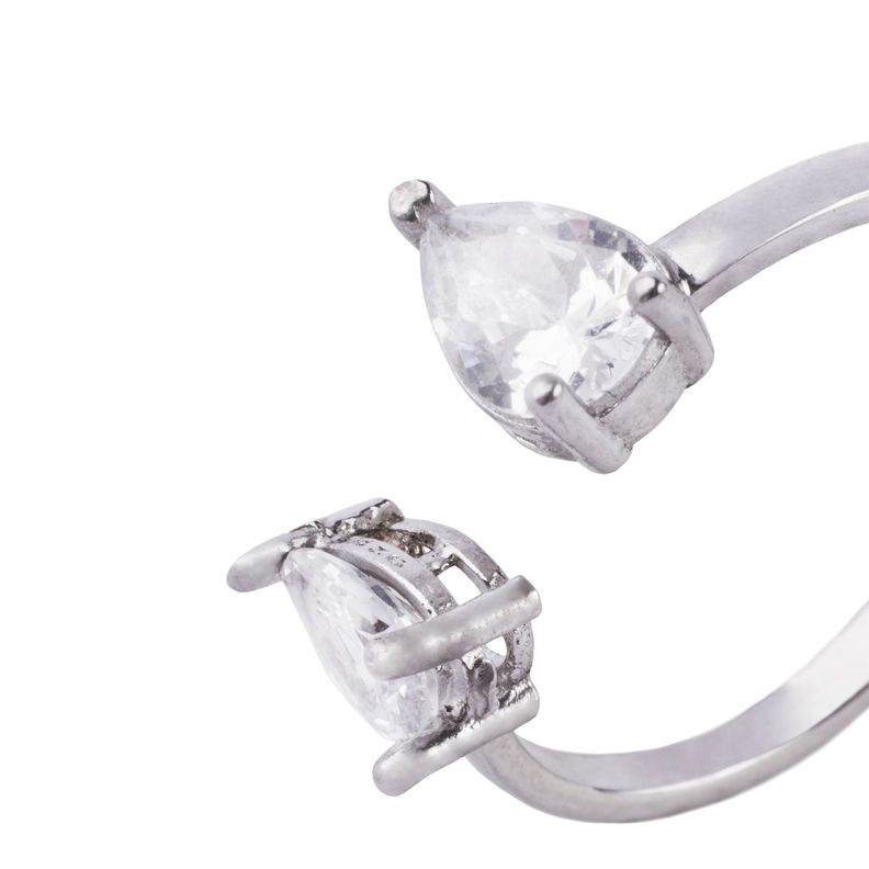 Anillo de Plata Esterlina 925 Doble Gota-1