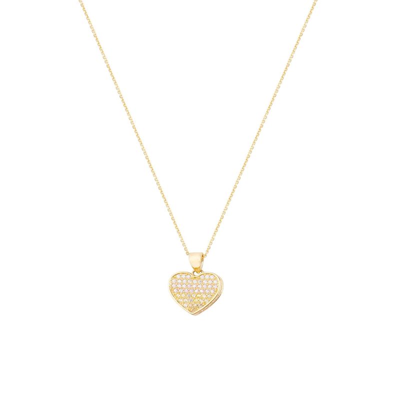Collar Oro Amarillo 18kt Corazón Circonitas Tricolor-0