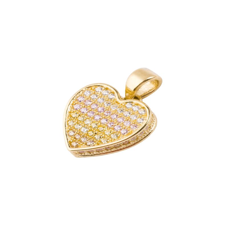 Collar Oro Amarillo 18kt Corazón Circonitas Tricolor-1