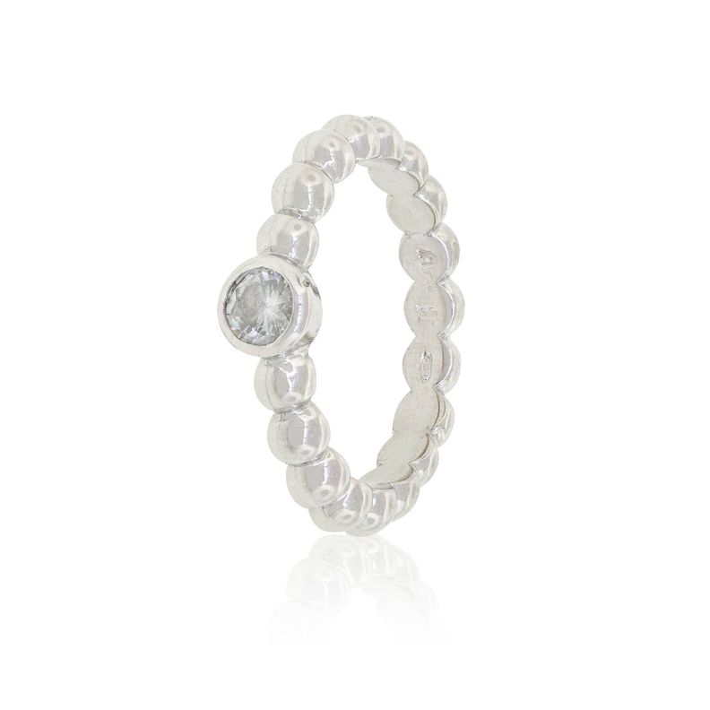 Anillo de Plata Esterlina 925 Pelotitas Circon-0