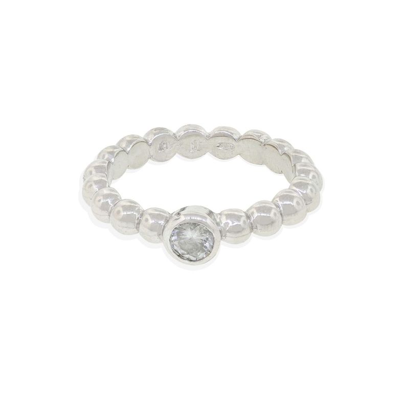 Anillo de Plata Esterlina 925 Pelotitas Circon-2