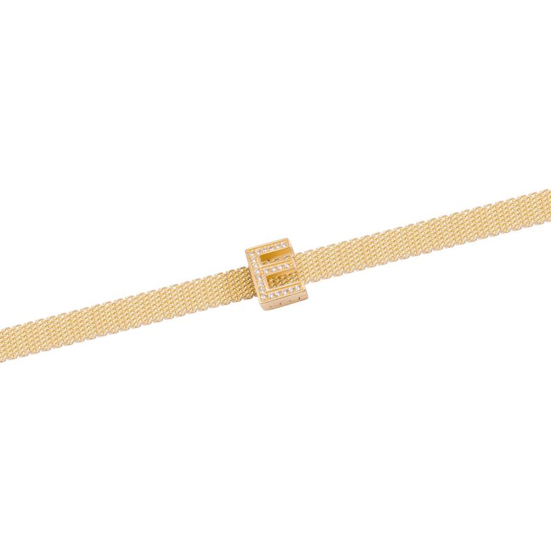 Dije de Plata broche Letra E con Circonita Revestido en Oro 18kt-2