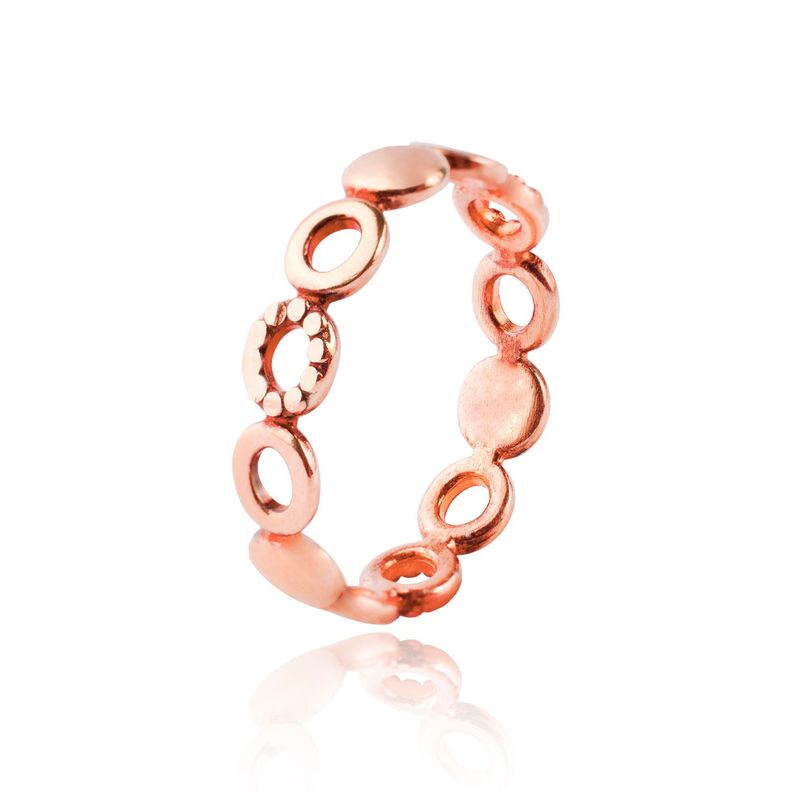 Anillo de Plata Esterlina 925 Circulos Rose 41 Revestido en Oro 18kt-0
