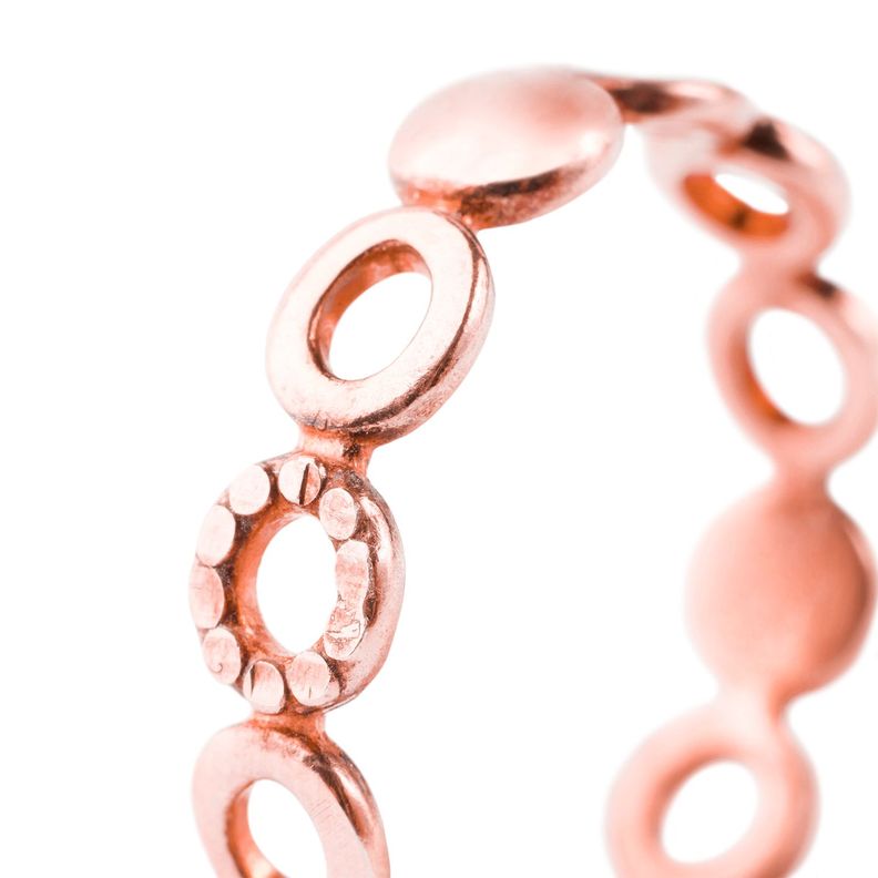 Anillo de Plata Esterlina 925 Circulos Rose 41 Revestido en Oro 18kt-1