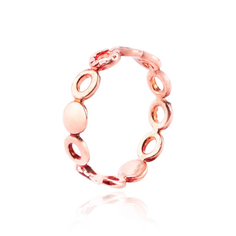 Anillo de Plata Esterlina 925 Circulos Rose 41 Revestido en Oro 18kt-2