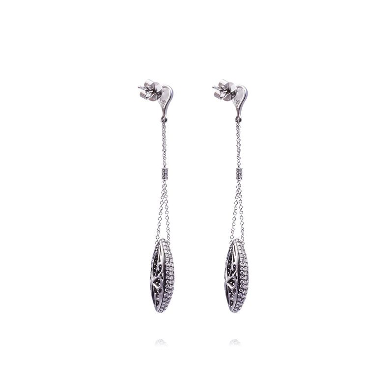 Aros Oro Blanco 18kt Colgantes Ovalados Diamantes 1,56 Qlts-2