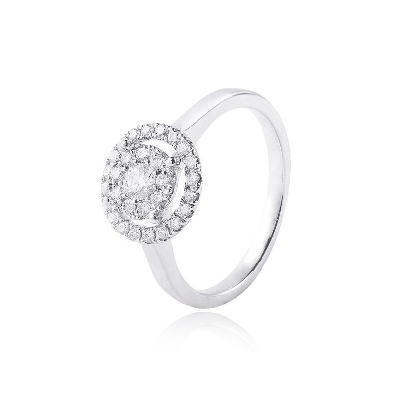 Anillo Oro Blanco 18kt Roseta Diamantes 40Pts-0