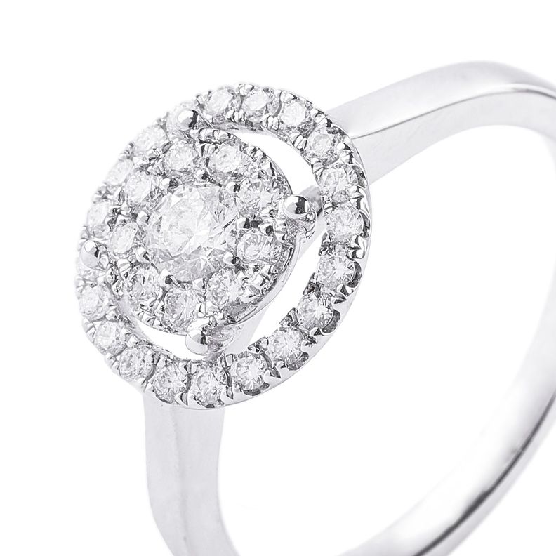 Anillo Oro Blanco 18kt Roseta Diamantes 40Pts-1