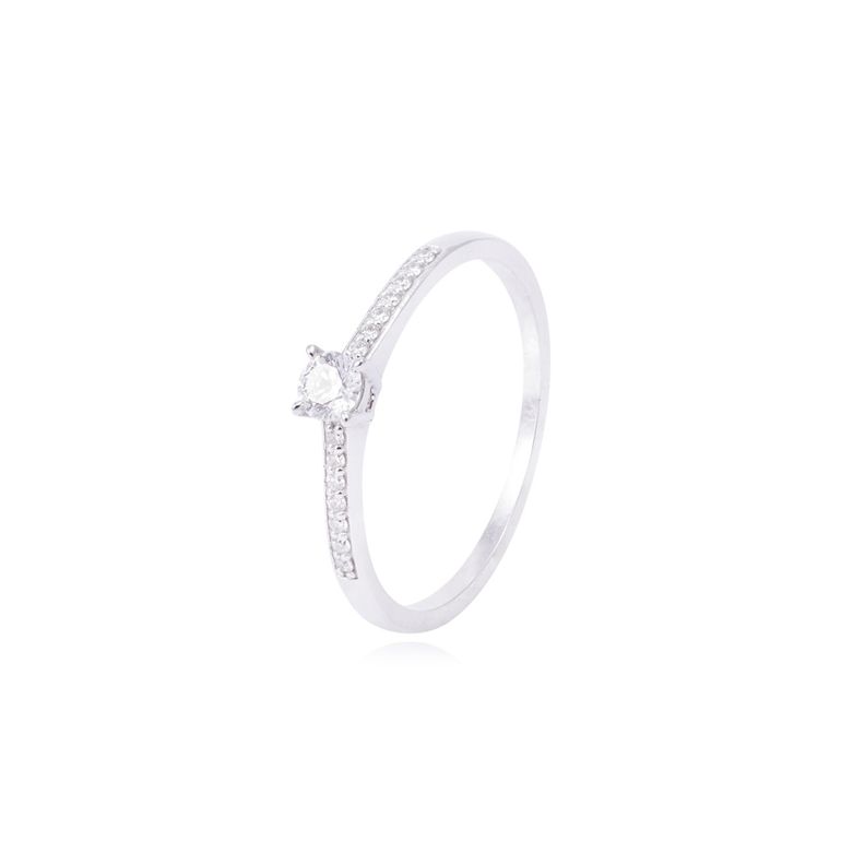 Anillo Compromiso Oro Blanco 18kt Diamantes Tipo Solitario 21pts-0