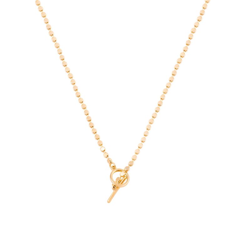 Collar de Plata Esterlina 925 Bolitas planas Bañado en Oro 14kt-0