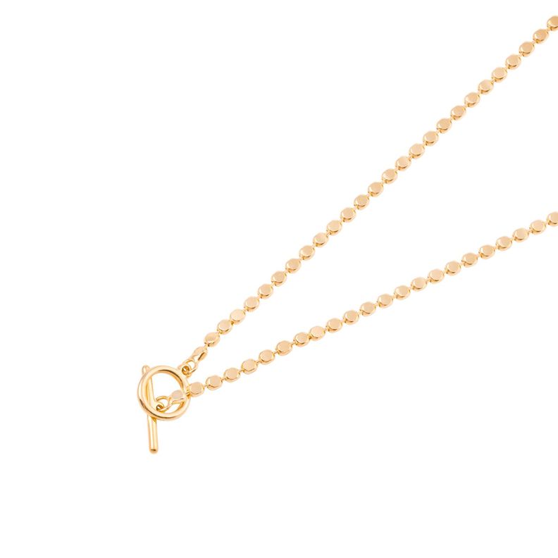 Collar de Plata Esterlina 925 Bolitas planas Bañado en Oro 14kt-1