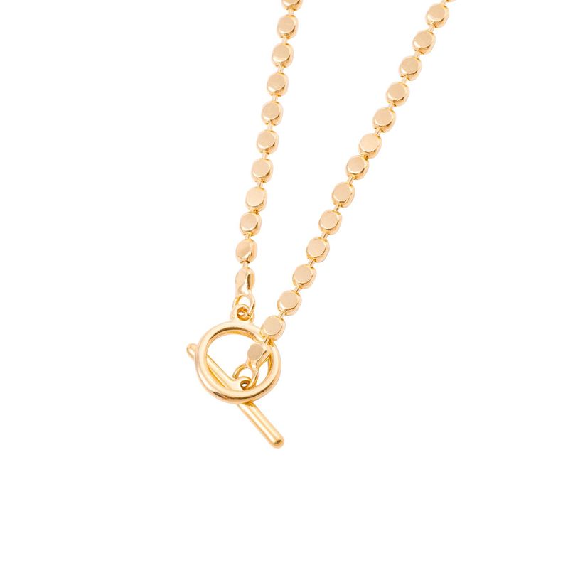 Collar de Plata Esterlina 925 Bolitas planas Bañado en Oro 14kt-2