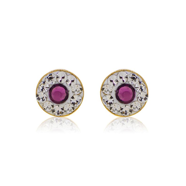 Aros de Oro 18kt Círculo de Amatista-0