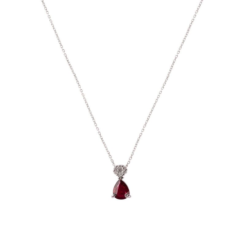 Collar Oro Blanco 18kt Diamantes 4 Pts y 40 Pts Rubí-1