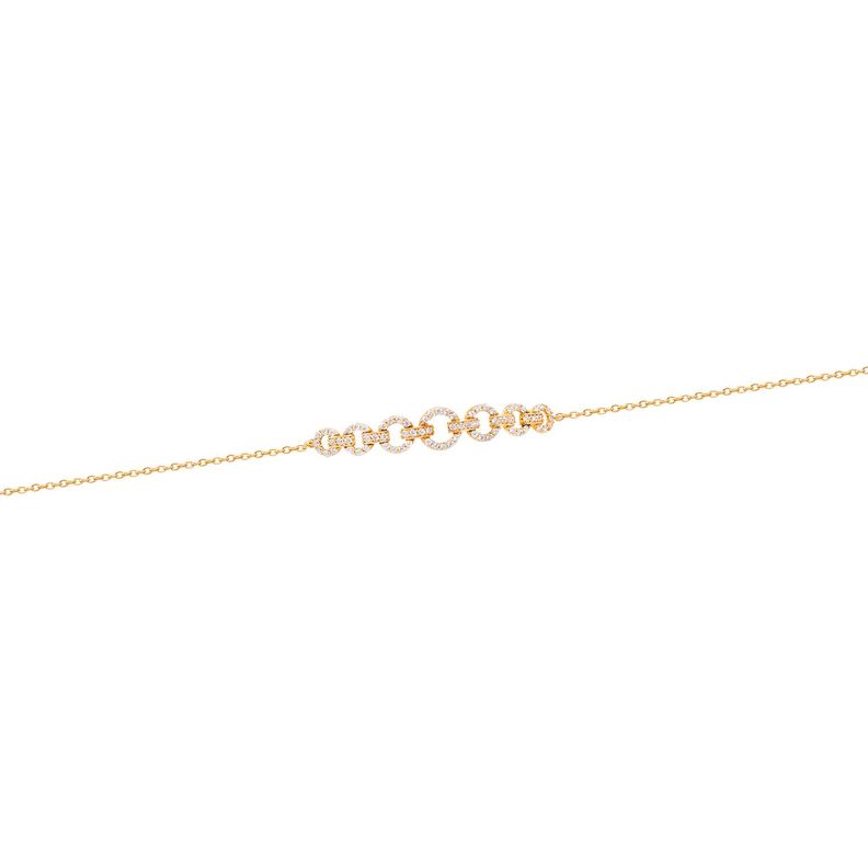 Pulsera de Oro Amarillo 18kt Elegancia circular Circonita-0
