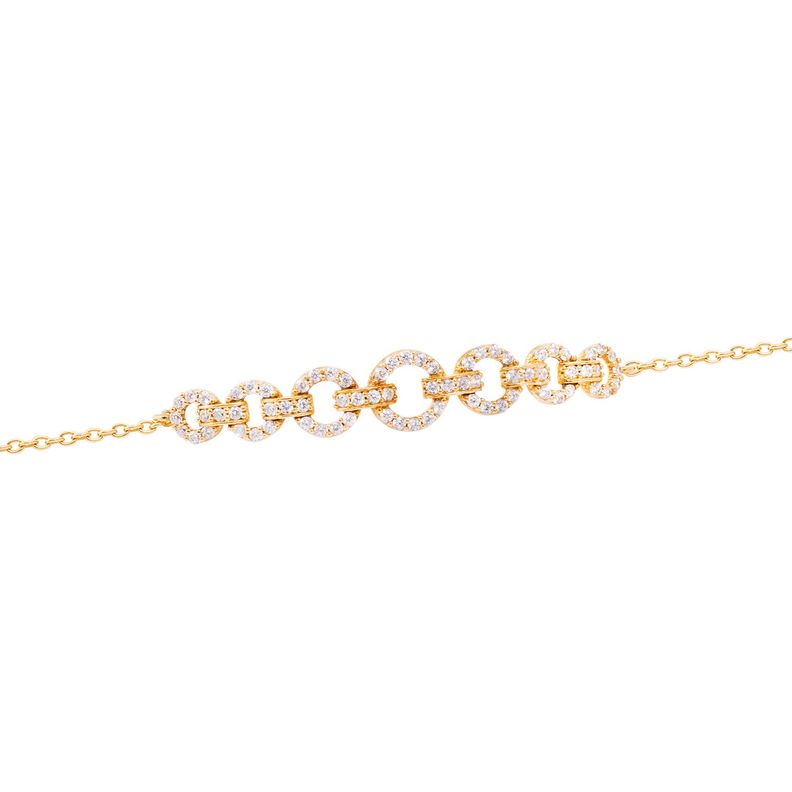 Pulsera de Oro Amarillo 18kt Elegancia circular Circonita-1