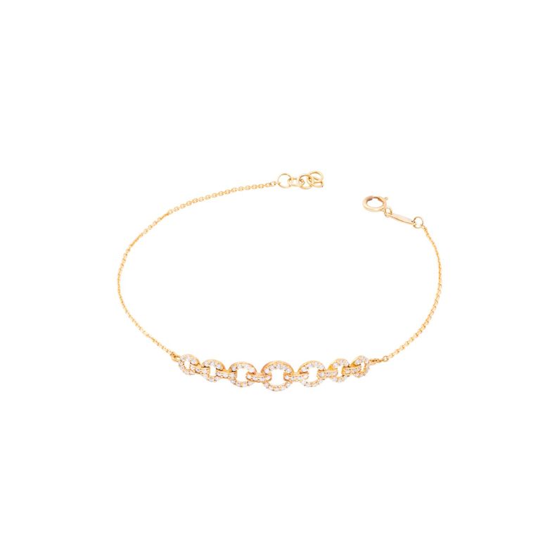 Pulsera de Oro Amarillo 18kt Elegancia circular Circonita-2