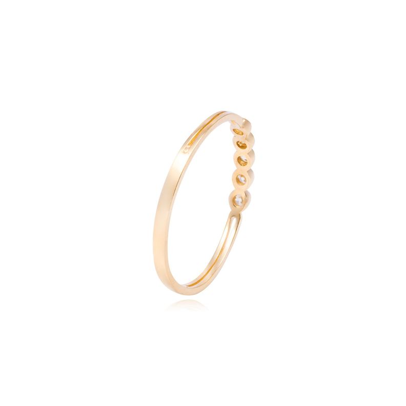 Anillo Compromiso de Oro de 18kt quinteto de circonita delgado-2