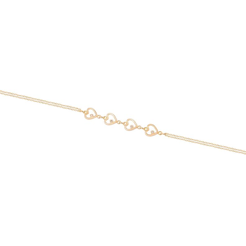 Pulsera de Oro 18kt Cuatro corazones con Circonita-1