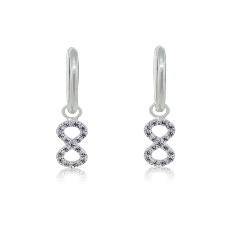 Aros de Plata Esterlina 925 Argollas Infinito Circonitas-0