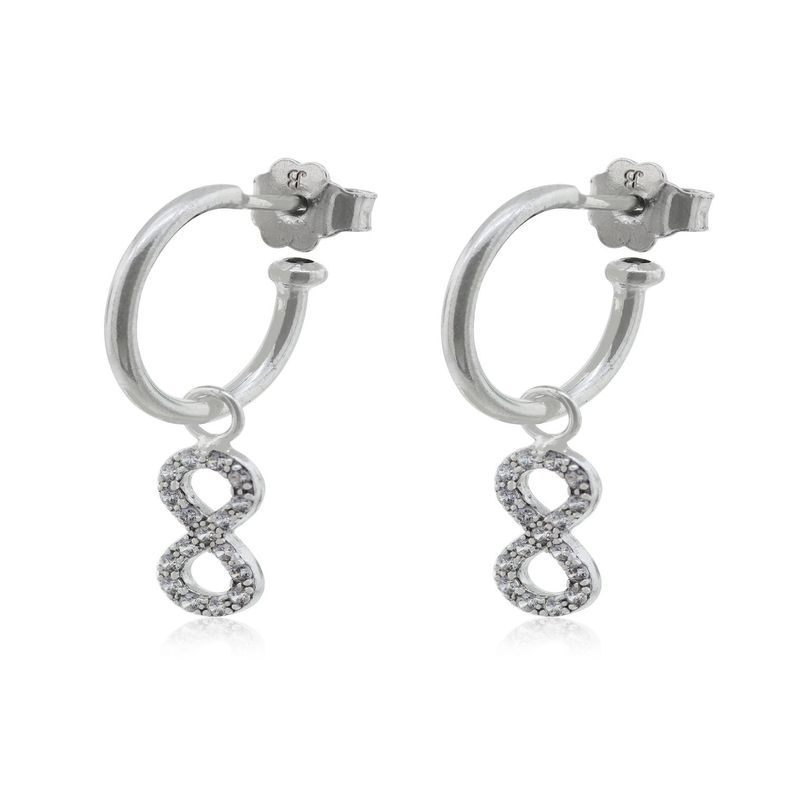 Aros de Plata Esterlina 925 Argollas Infinito Circonitas-2