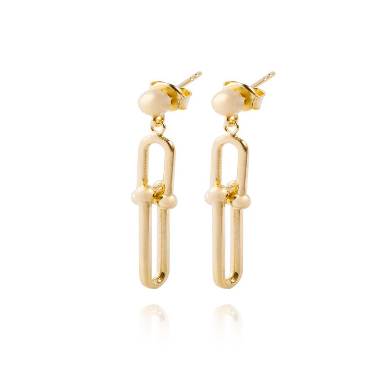 Aros de Plata Esterlina 925 Bolita Cadena  Revestido en Oro 18kt-0