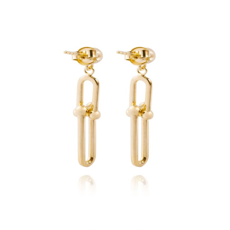 Aros de Plata Esterlina 925 Bolita Cadena  Revestido en Oro 18kt-1