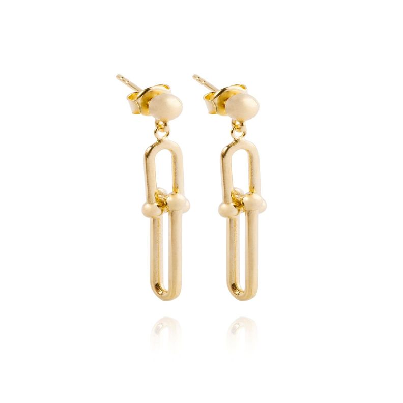 Aros de Plata Esterlina 925 Bolita Cadena  Revestido en Oro 18kt-2