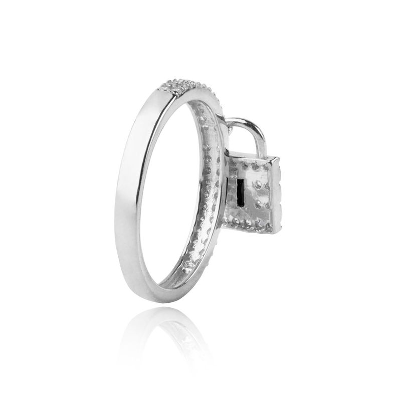 Anillo de Plata Esterlina 925 Candado Circon Onix-2