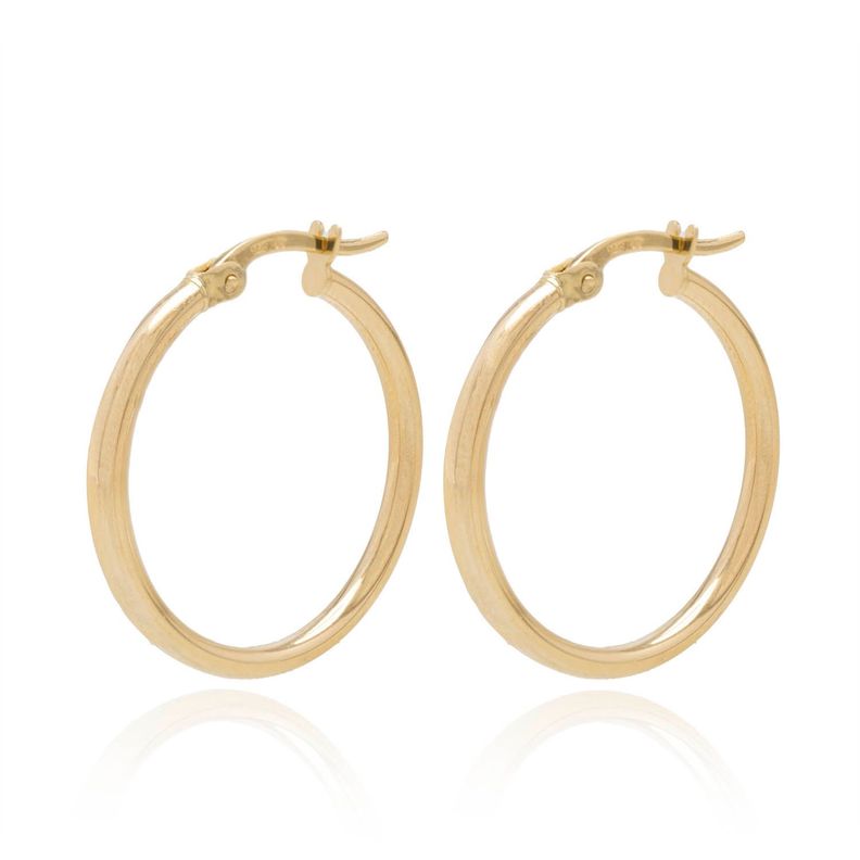 Aros de Oro 18kt Argollas Redondas tubulares 20mm-0