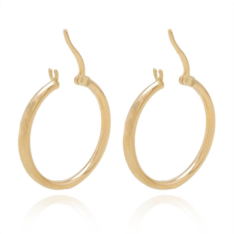 Aros de Oro 18kt Argollas Redondas tubulares 20mm-2