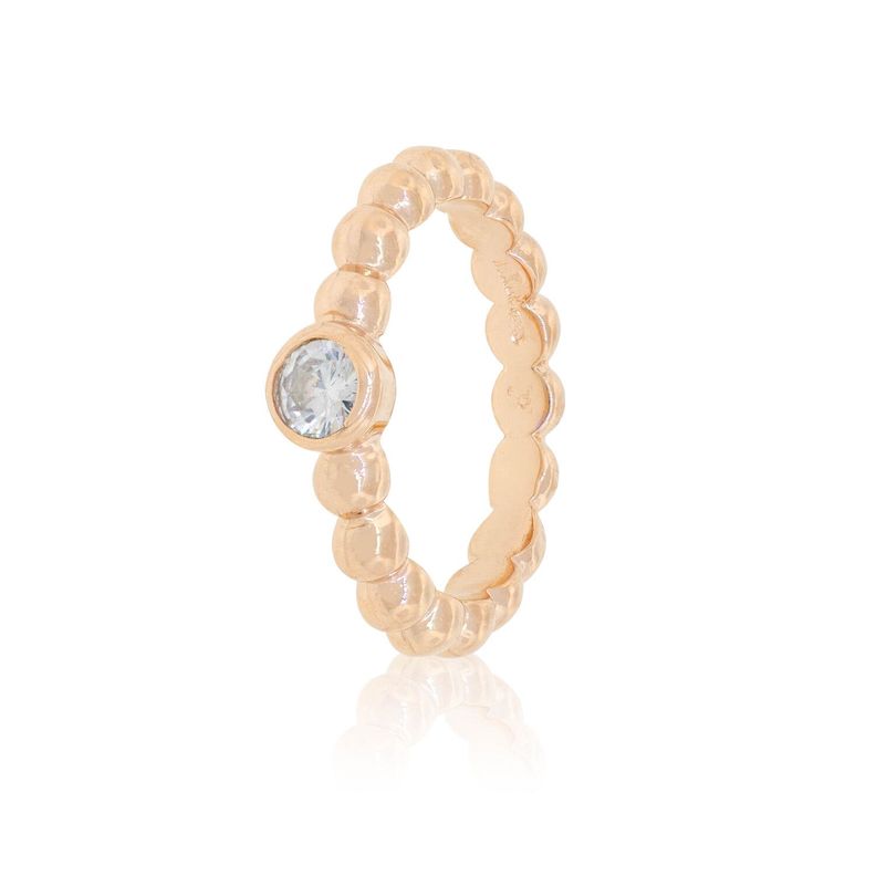 Anillo de Plata Esterlina 925 Pelotitas Circon Rose-0