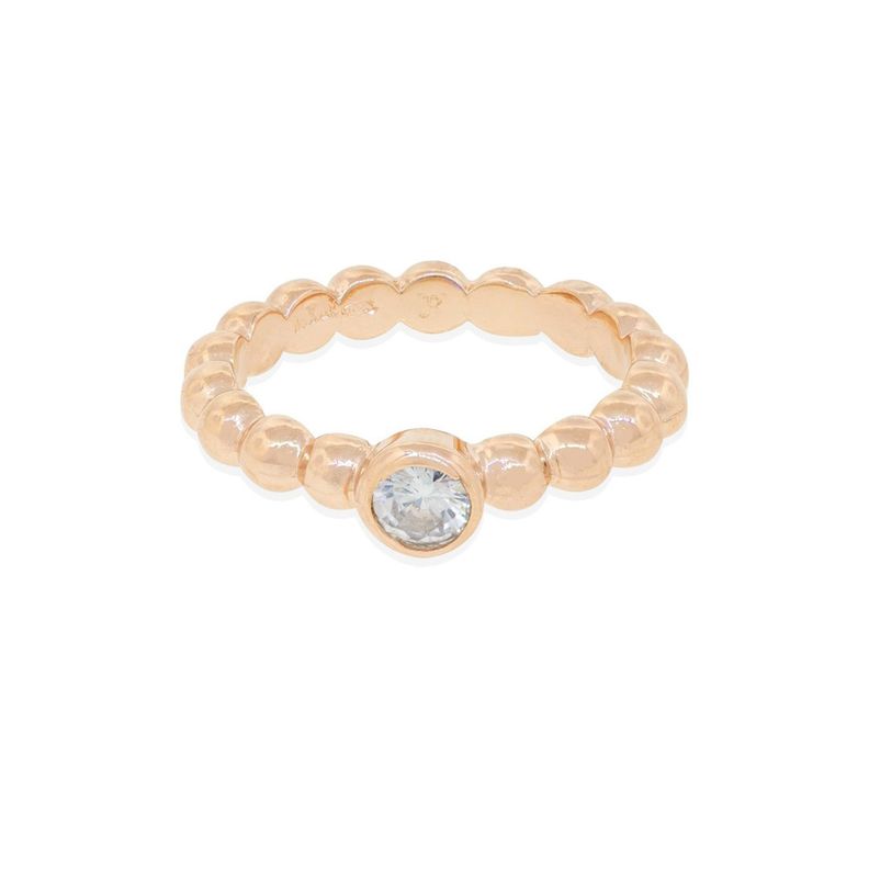 Anillo de Plata Esterlina 925 Pelotitas Circon Rose-2