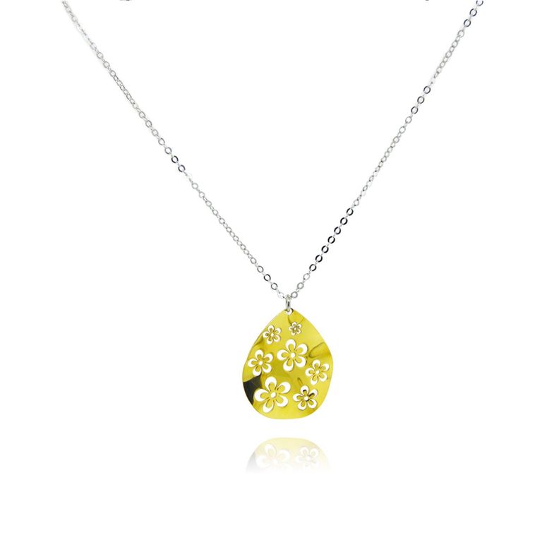 Collar de Plata Colgante de Flores Revestido en Oro 18kt-0