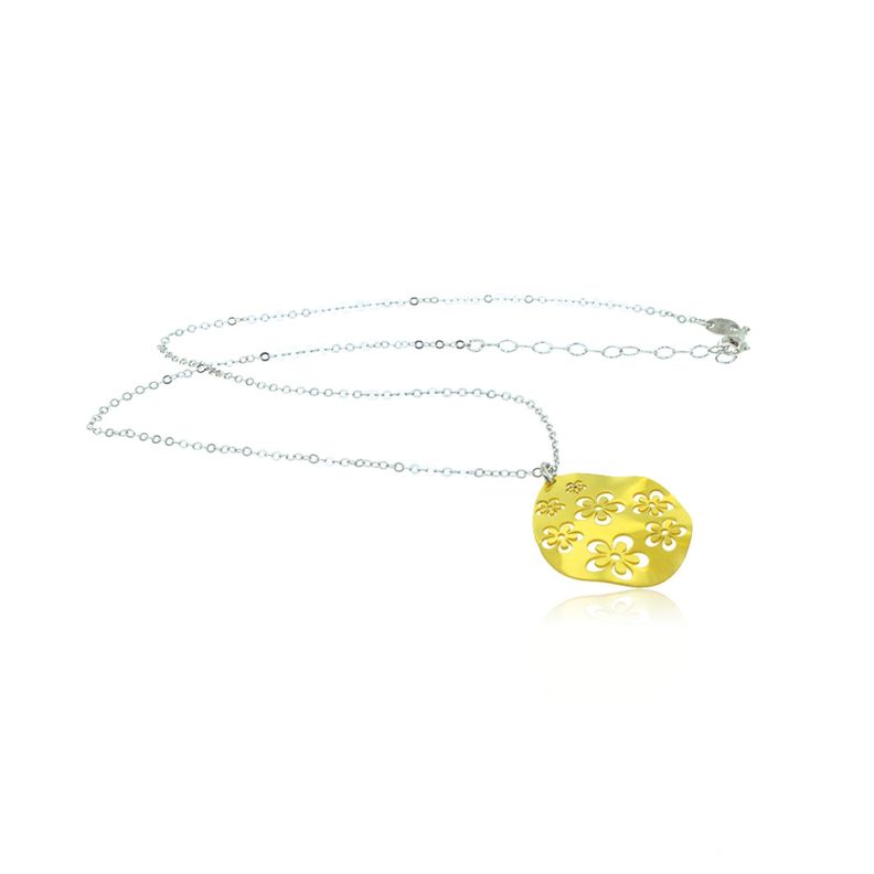 Collar de Plata Colgante de Flores Revestido en Oro 18kt-2