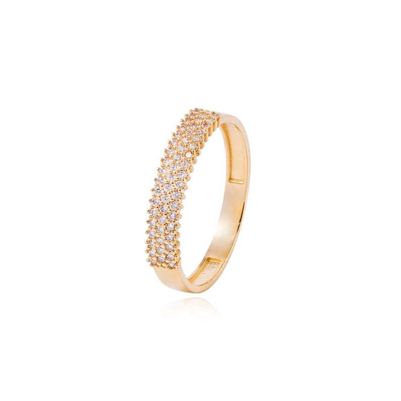 Anillo Compromiso de Oro 18Kt Triple Cintillo Circones-0