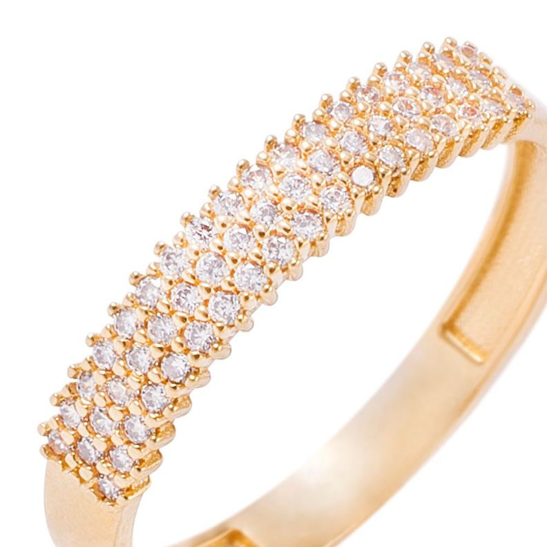 Anillo Compromiso de Oro 18Kt Triple Cintillo Circones-1