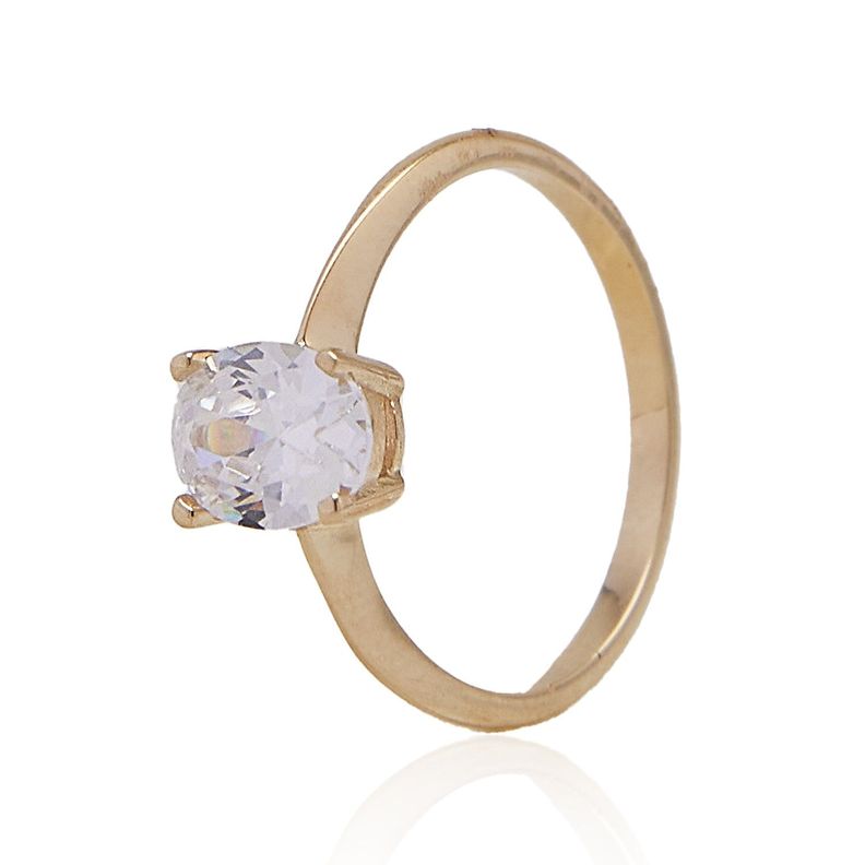 Anillo de oro 18kt Circón Ovalado-1