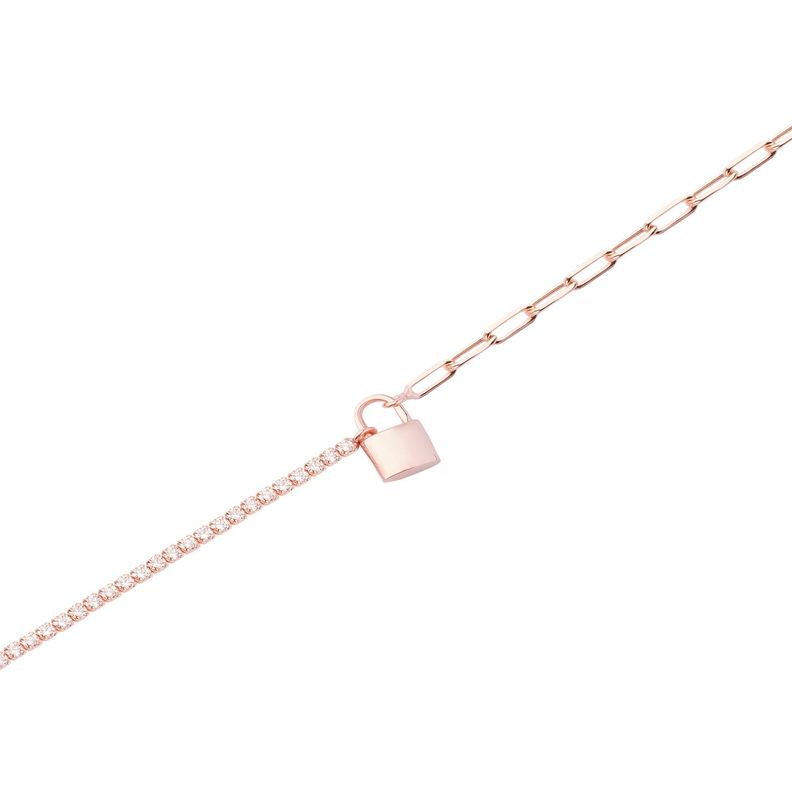 Tobillera Plata Esterlina 925 Revestido Oro 18kt Candado-1