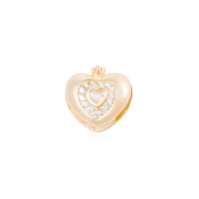 Dije de Plata broche Corazoncito con Circonita Revestido en Oro 18kt-0