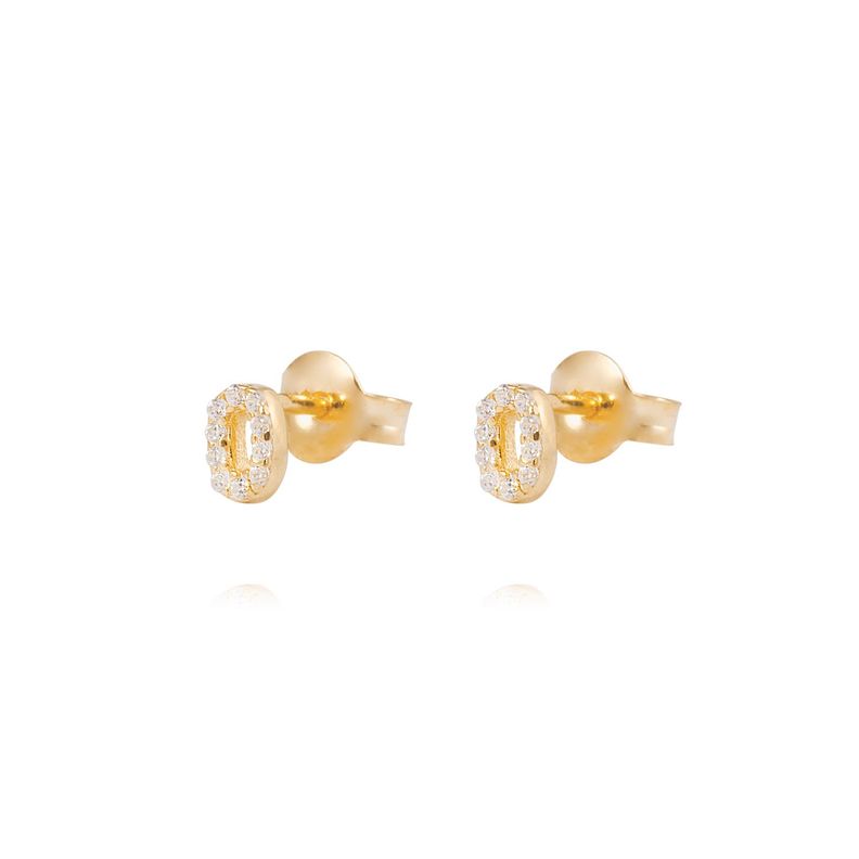Aros de Plata Esterlina 925 Letra O Bañado en Oro 14kt-0